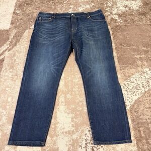 Flint and Tinder Jeans Mens 42x30 Blue Athletic Taper Fit Selvedge Denim Whisker